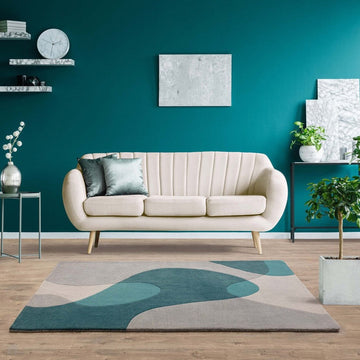 Matrix MAX57 Arc Modern Geometric Hand-Woven High-Density Soft Textured Shimmer Wool & Viscose Blend Teal/Multi Rug-Asiatic Carpets-Rug Love - The Most Loved Rug Store